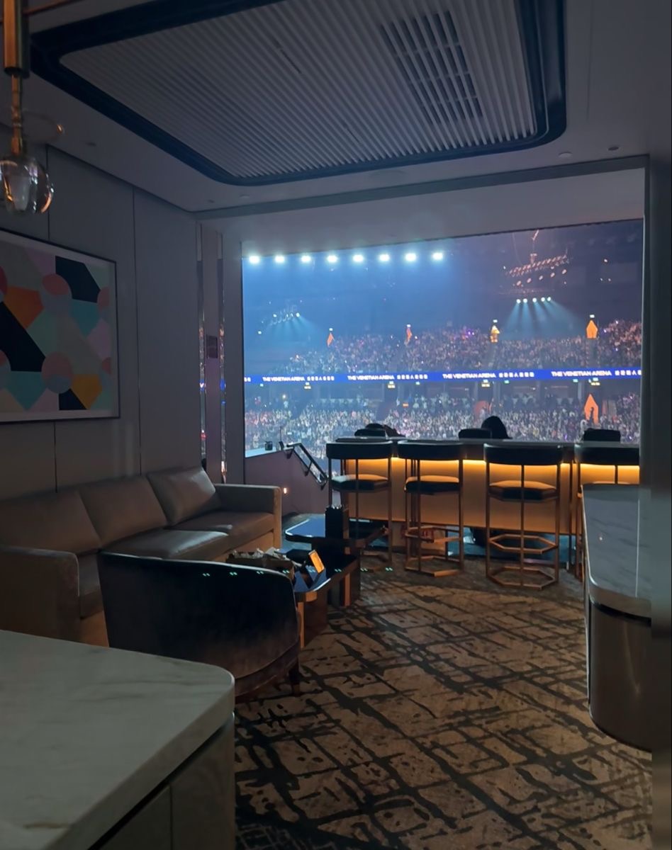 Private suite overlooking a live arena